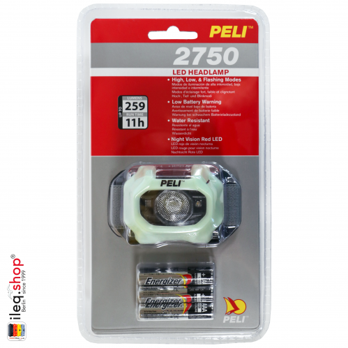 2750 Peli LED Headlamp, 3. Gen., Photoluminiszent